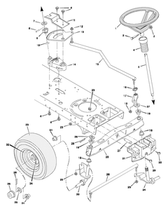 Steering Diagram and Parts List for 46379X192B 1997 Briggs and Stratton Lawn Tractor
